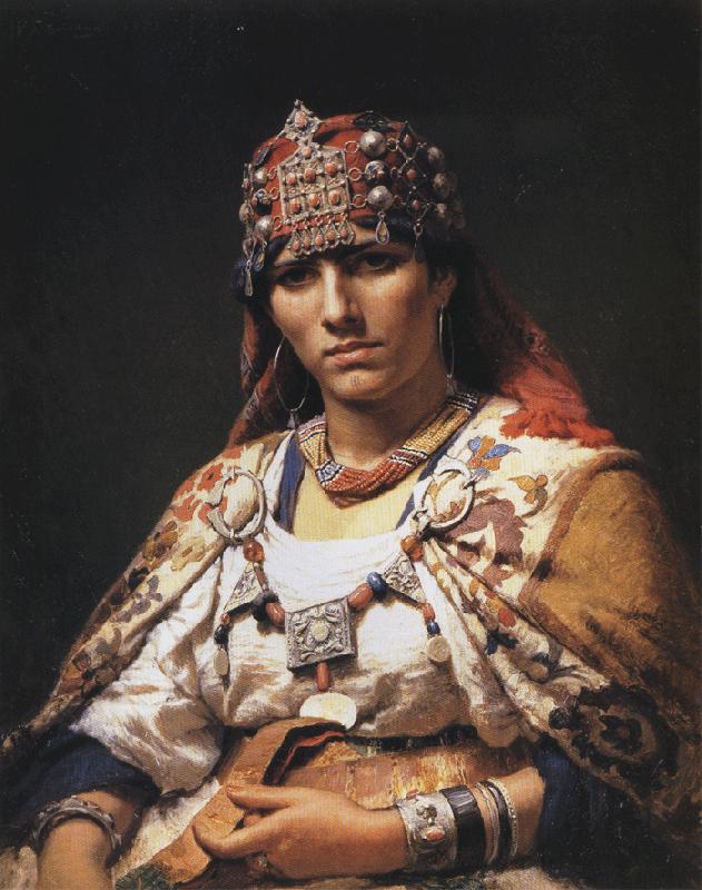 Frederick Arthur Bridgman Portrait of a Kabylie Woman, Algeria France oil painting art